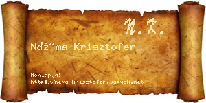 Néma Krisztofer névjegykártya
